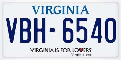 VA license plate VBH6540