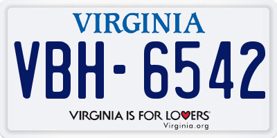 VA license plate VBH6542