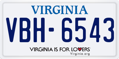 VA license plate VBH6543