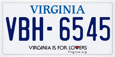 VA license plate VBH6545