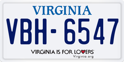 VA license plate VBH6547