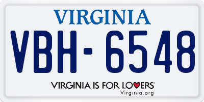 VA license plate VBH6548