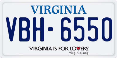 VA license plate VBH6550