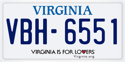 VA license plate VBH6551