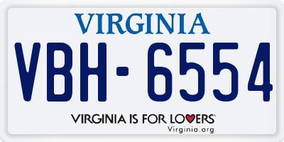 VA license plate VBH6554