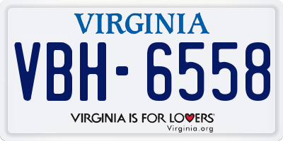 VA license plate VBH6558