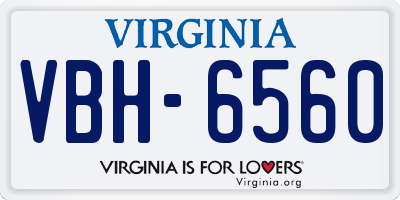 VA license plate VBH6560
