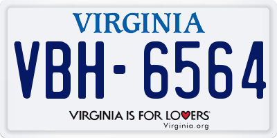 VA license plate VBH6564