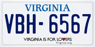 VA license plate VBH6567