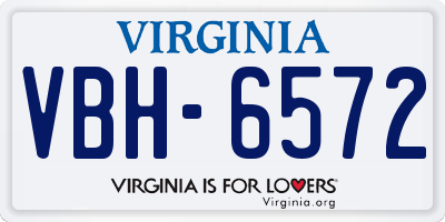 VA license plate VBH6572