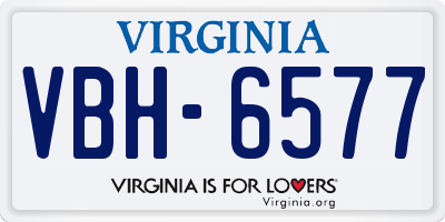 VA license plate VBH6577