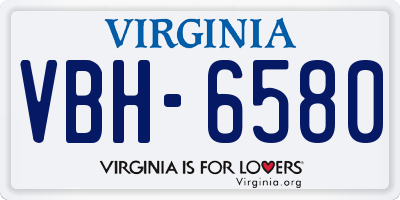 VA license plate VBH6580