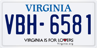 VA license plate VBH6581