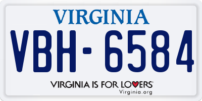 VA license plate VBH6584