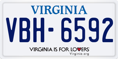 VA license plate VBH6592