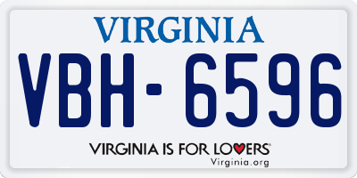 VA license plate VBH6596