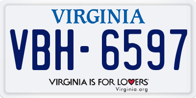 VA license plate VBH6597