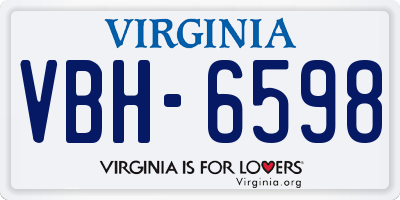 VA license plate VBH6598