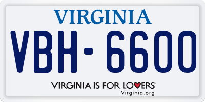 VA license plate VBH6600