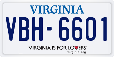 VA license plate VBH6601