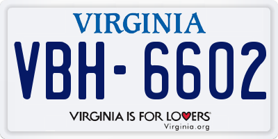 VA license plate VBH6602