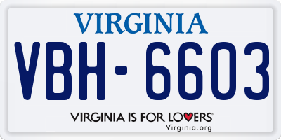 VA license plate VBH6603