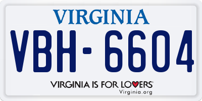 VA license plate VBH6604