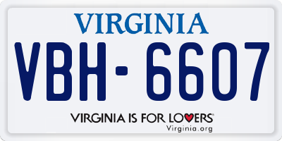 VA license plate VBH6607