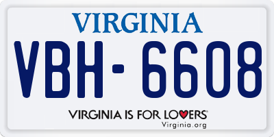 VA license plate VBH6608