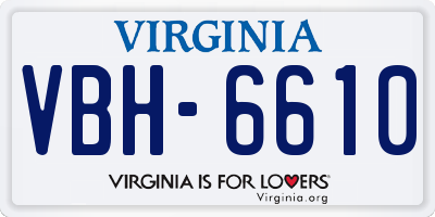 VA license plate VBH6610