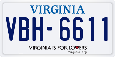 VA license plate VBH6611