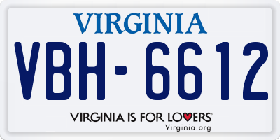 VA license plate VBH6612