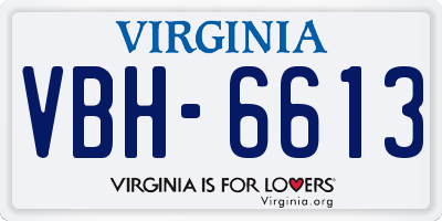 VA license plate VBH6613