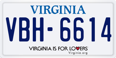 VA license plate VBH6614