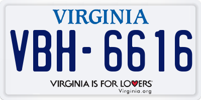 VA license plate VBH6616