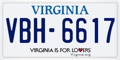 VA license plate VBH6617