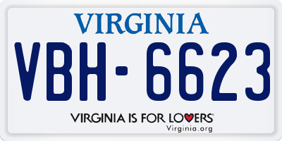 VA license plate VBH6623