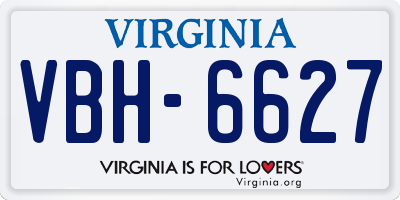 VA license plate VBH6627