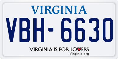 VA license plate VBH6630