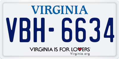 VA license plate VBH6634