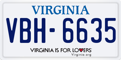 VA license plate VBH6635