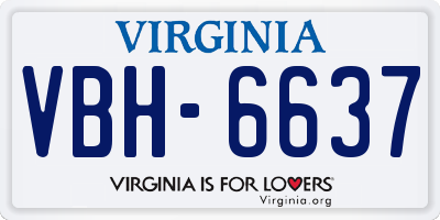 VA license plate VBH6637