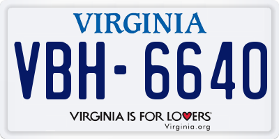 VA license plate VBH6640