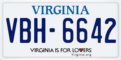 VA license plate VBH6642