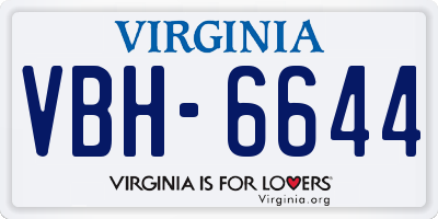 VA license plate VBH6644