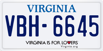 VA license plate VBH6645