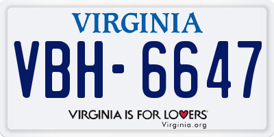 VA license plate VBH6647