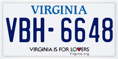 VA license plate VBH6648