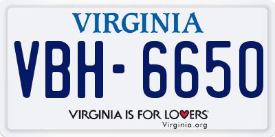 VA license plate VBH6650