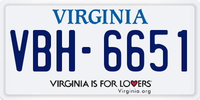 VA license plate VBH6651